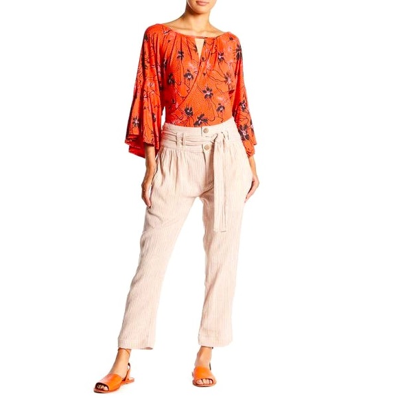 Free People Pants - NWOT Free People Striped Belted Pants